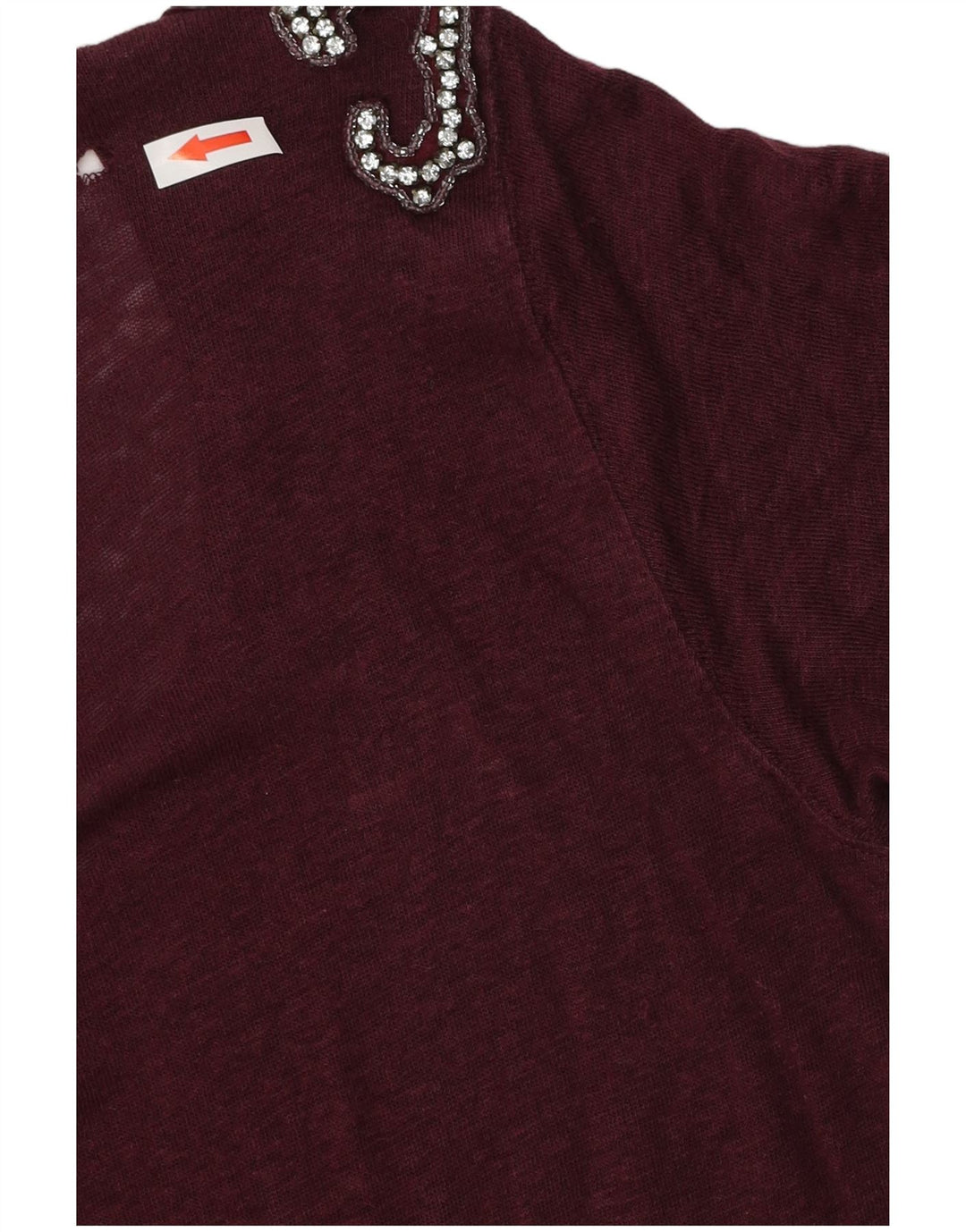 Zara Mujer Camiseta Top UK 44 Medium Borgoña
