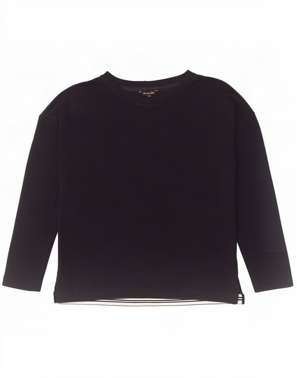 Massimo Dutti Mujer Top Oversize Manga Larga UK 6 XS Azul Marino Viscosa