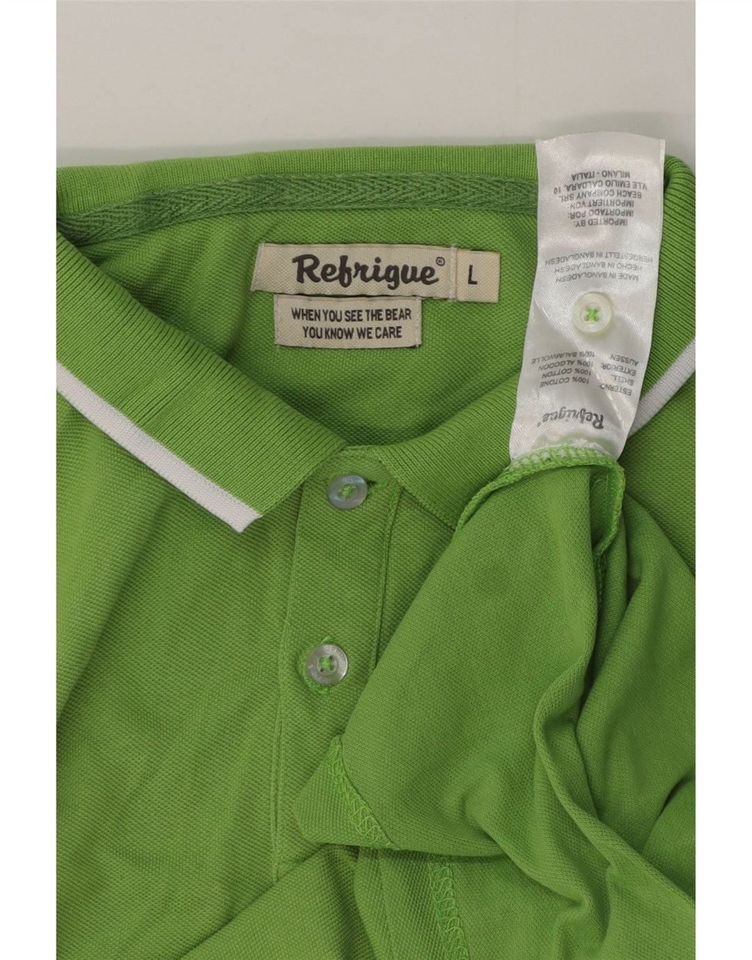 Refrigiwear Polo para hombre de algodón verde grande