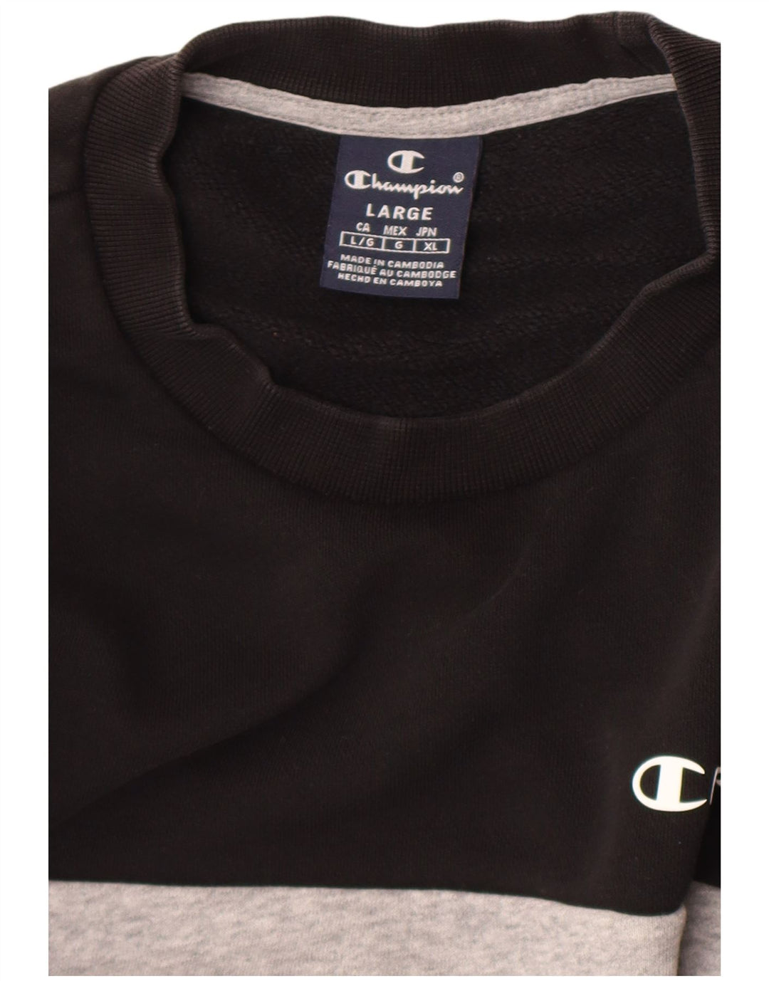 Champion Sudadera Con Estampado Gráfico Jumper Large Negro Colorblock