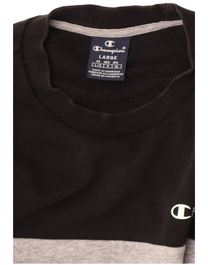 Champion Sudadera Con Estampado Gráfico Jumper Large Negro Colorblock