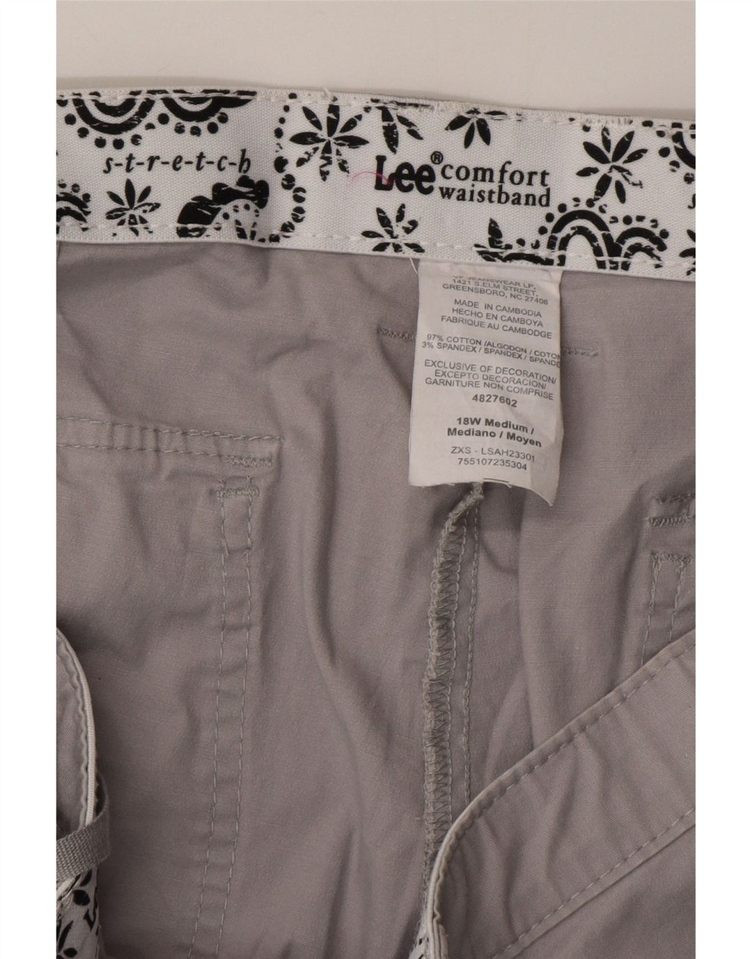 LEE Pantalones cortos casuales para mujer US 18 2XL W38 Gris Algodón