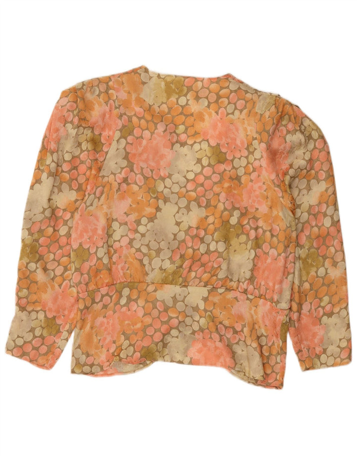Vintage mujer camisa blusa Reino Unido 16 grande multicolor manchado