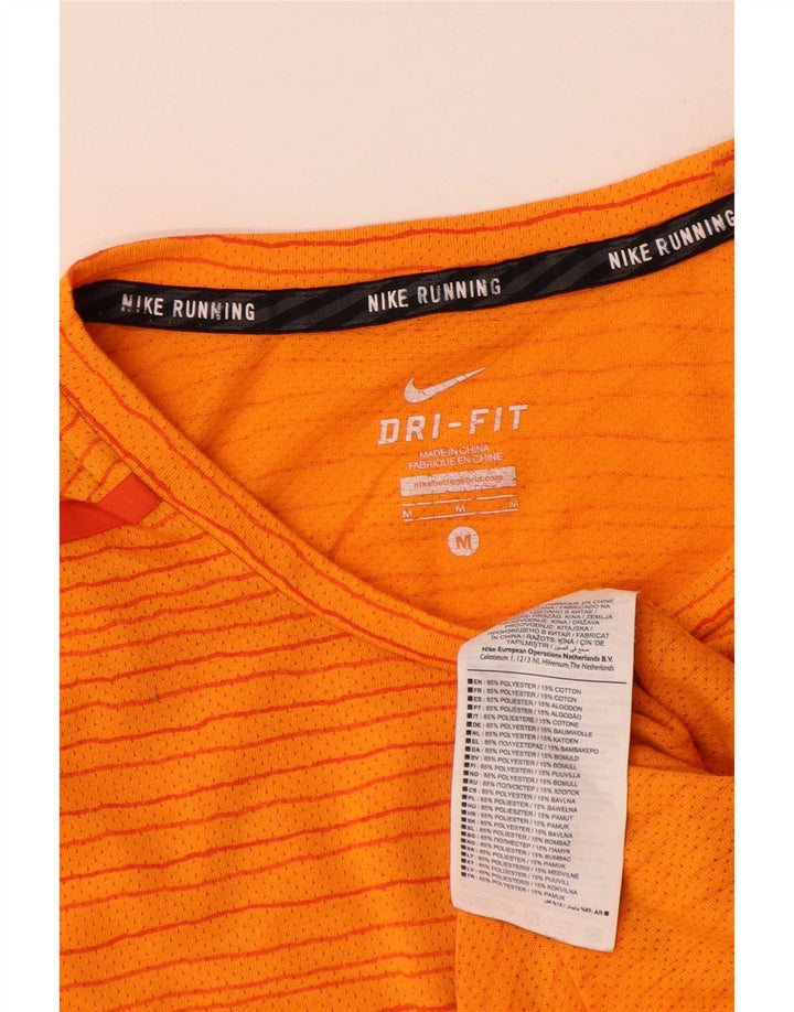 Camiseta Nike Dri Fit para hombre Top poliéster a rayas naranja medio