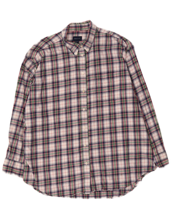 Gant Womens Oversized Flannel Shirt UK 16 Large Multicoloured Check Cotton