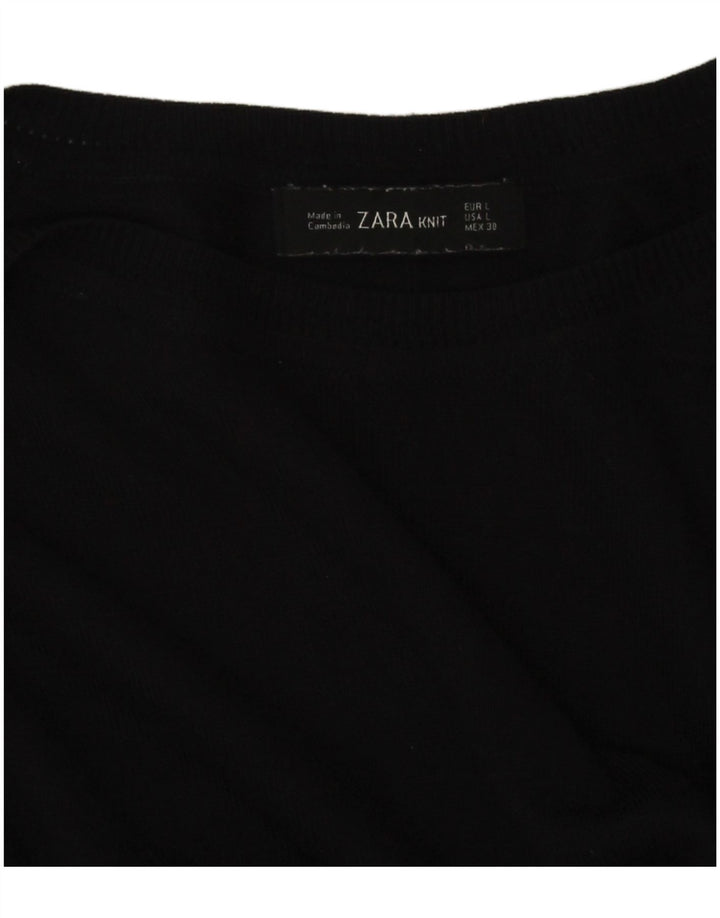 Zara - Jersey con cuello barco para mujer, talla 40, talla grande, color azul marino