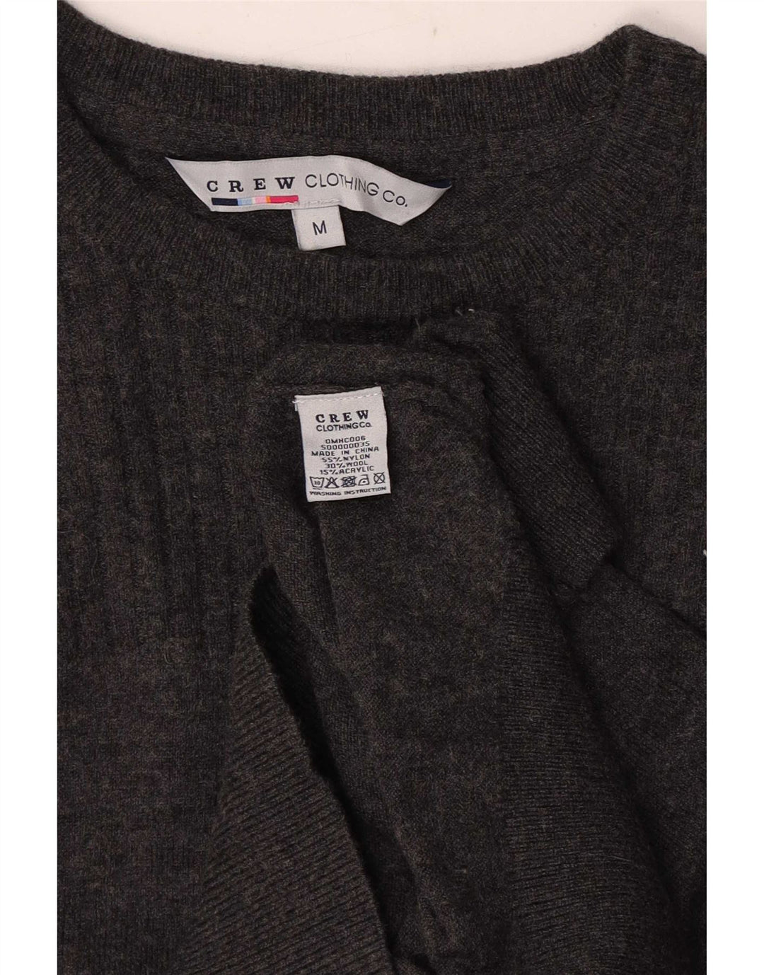 Crew Clothing - Jersey con cuello barco para hombre, nailon gris medio