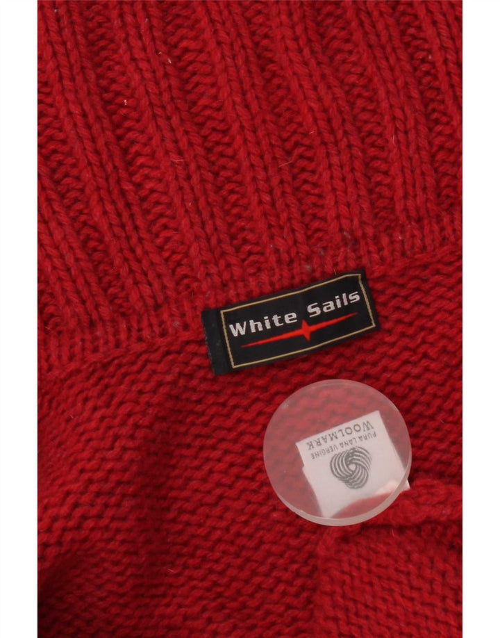 White Sails Cárdigan para hombre de lana virgen roja grande