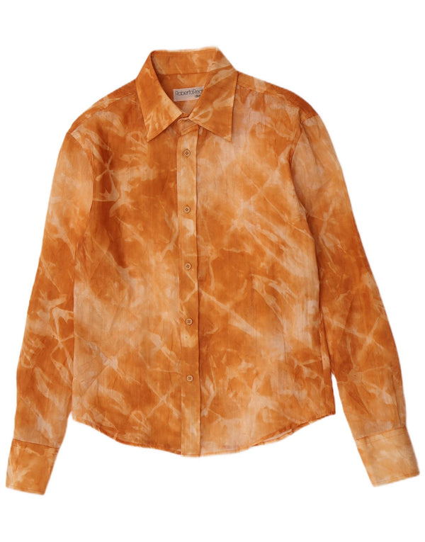 Camisa de mujer vintage tinte de corbata naranja medio