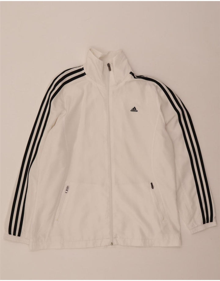 Adidas Mujer Climalite Chándal Top Chaqueta UK 16 Grande Blanco Poliéster
