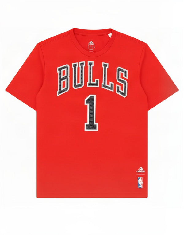 Adidas Mens Chicago Bulls Graphic Camiseta Top Pequeño Rojo Poliéster