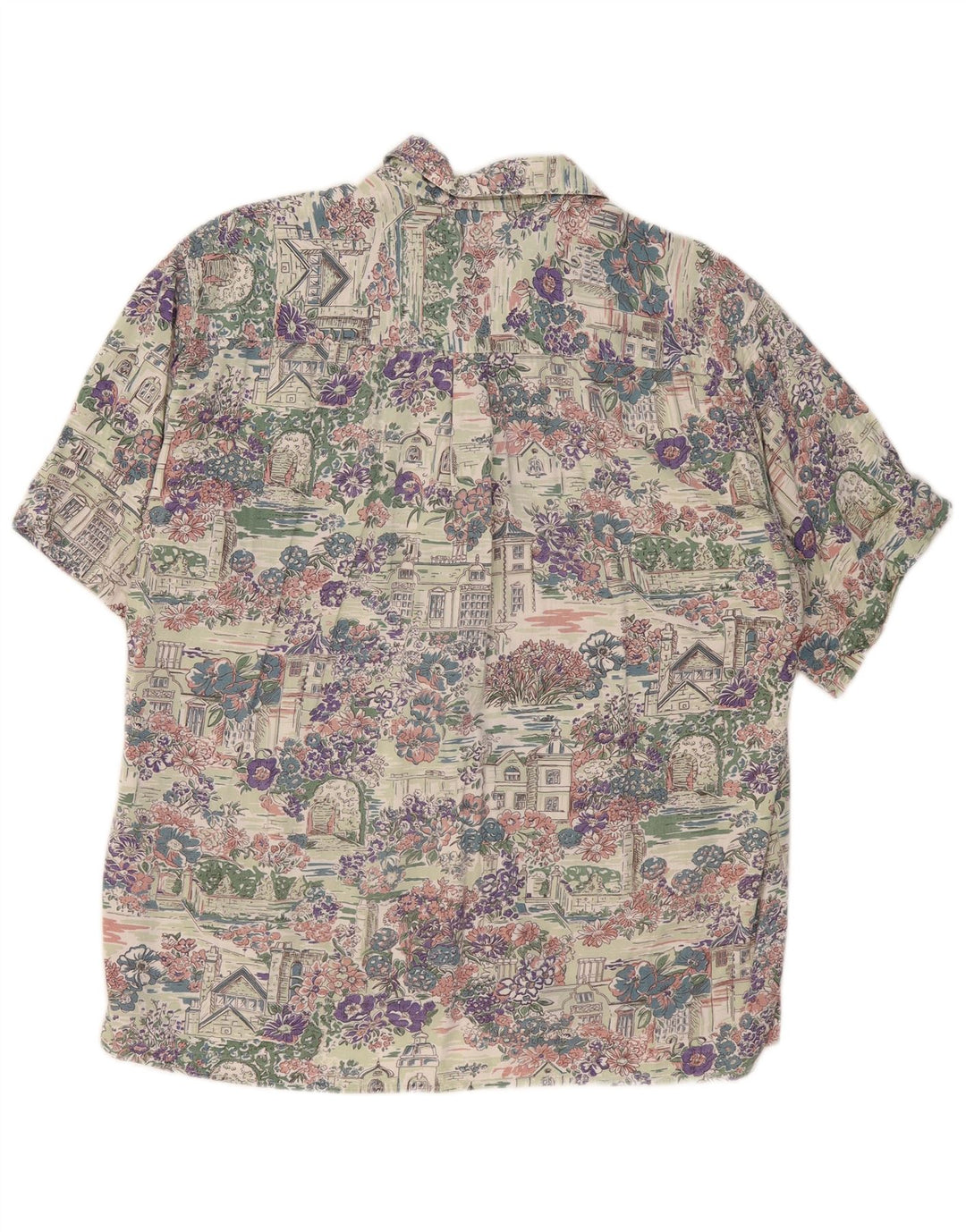 ELEGANCE Camisa Manga Corta Hombre Talla 41/42 Grande Multicolor Floral