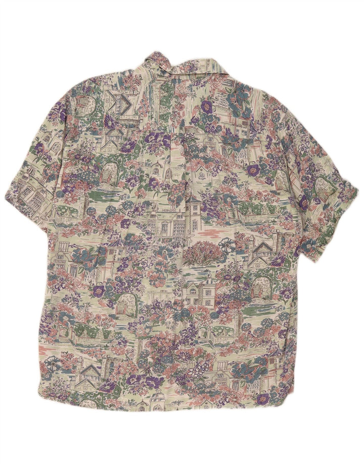 ELEGANCE Camisa Manga Corta Hombre Talla 41/42 Grande Multicolor Floral