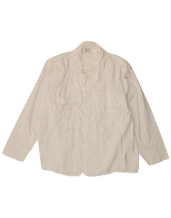 Benetton Camisa Militar Mediana De Algodón Blanco Hombre
