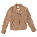 Only Chaqueta motera de ante para mujer IT 40 Small Beige Leather