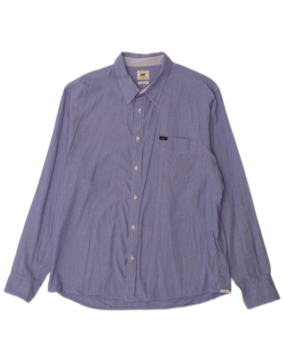 LEE Camisa ajustada para hombre 2XL Algodón a rayas azules