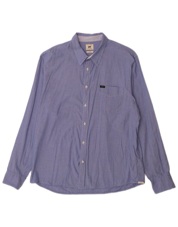 LEE Camisa ajustada para hombre 2XL Algodón a rayas azules