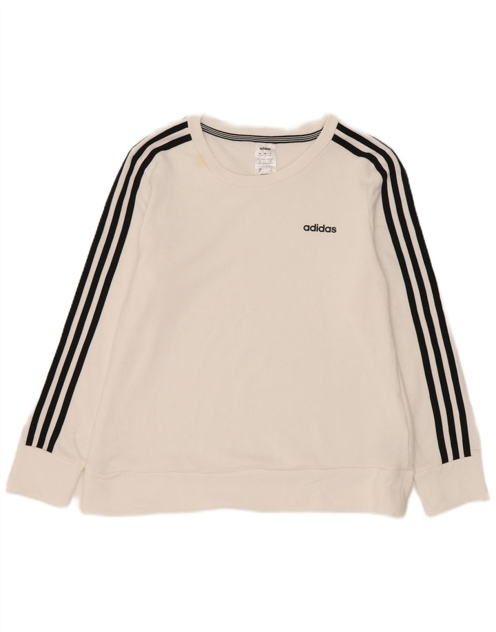Adidas Mujer Climalite Sudadera Jumper UK 12/14 Medio Blanco Poliéster