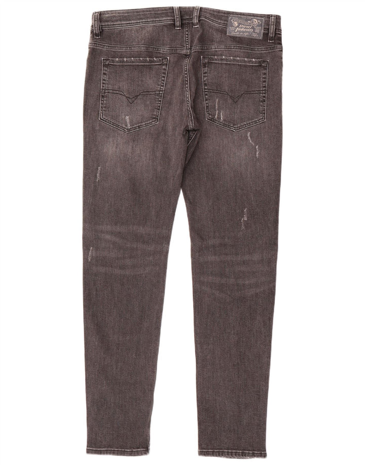 Diesel Hombre Vaqueros Slim Desgastados W36 L32 Algodón Gris