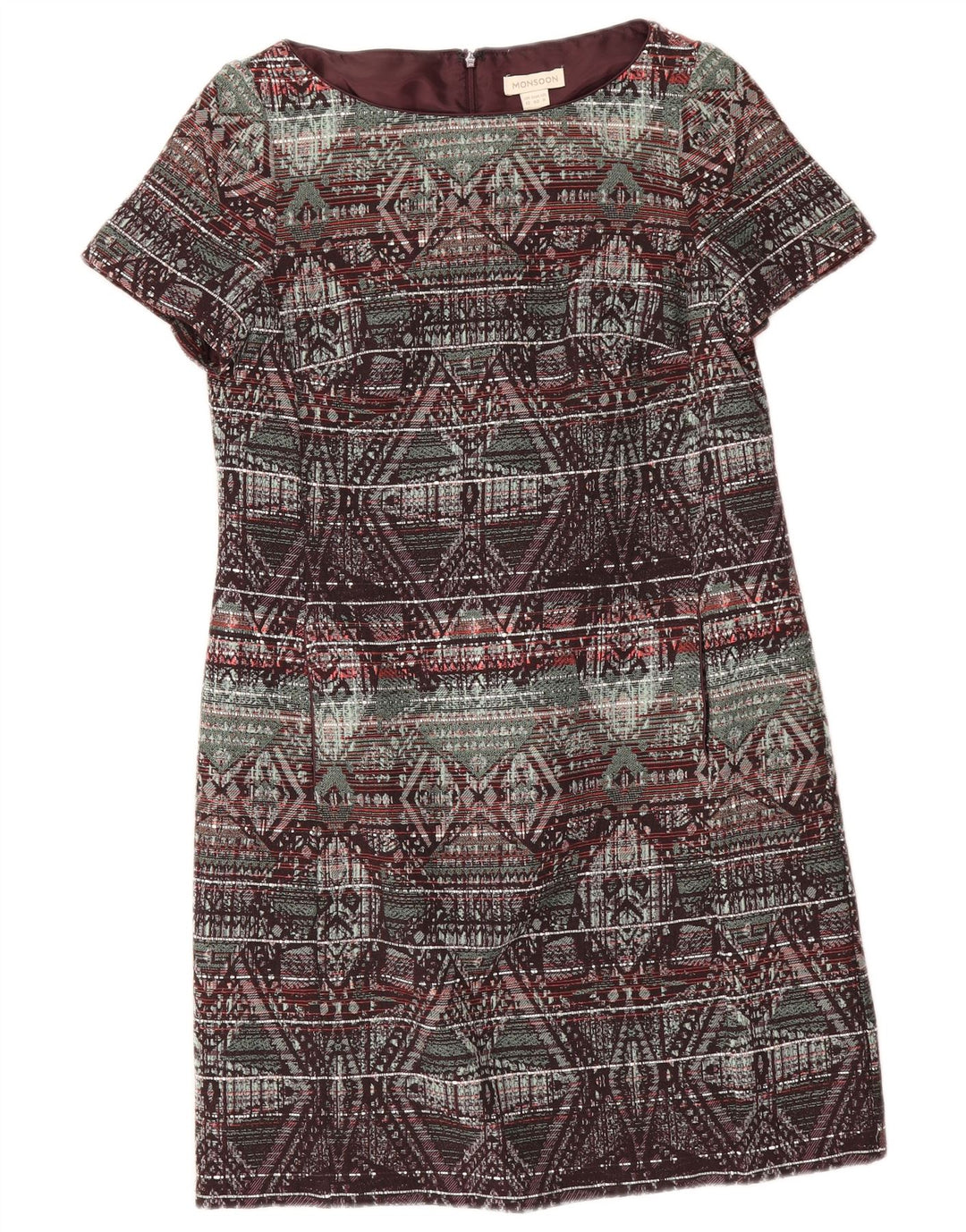 Monsoon Vestido recto para mujer UK 40 Mediano Algodón geométrico multicolor