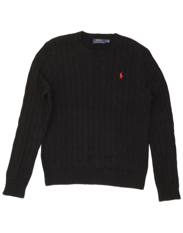 Polo Ralph Lauren - Jersey de cuello redondo para hombre, talla pequeña, algodón negro