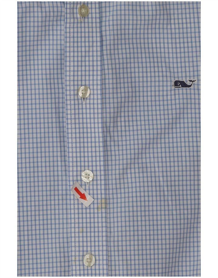 Vineyard Vines Camisa Hombre Algodón Cuadros Azul Pequeño