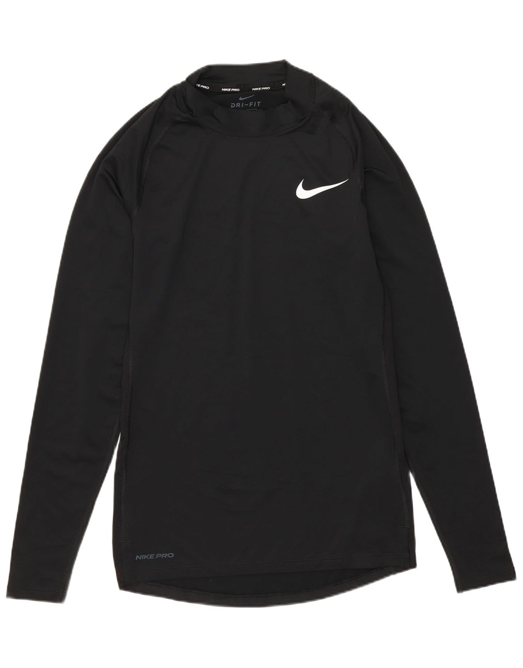 Nike Camiseta ajustada de manga larga para hombre, poliéster negro pequeño