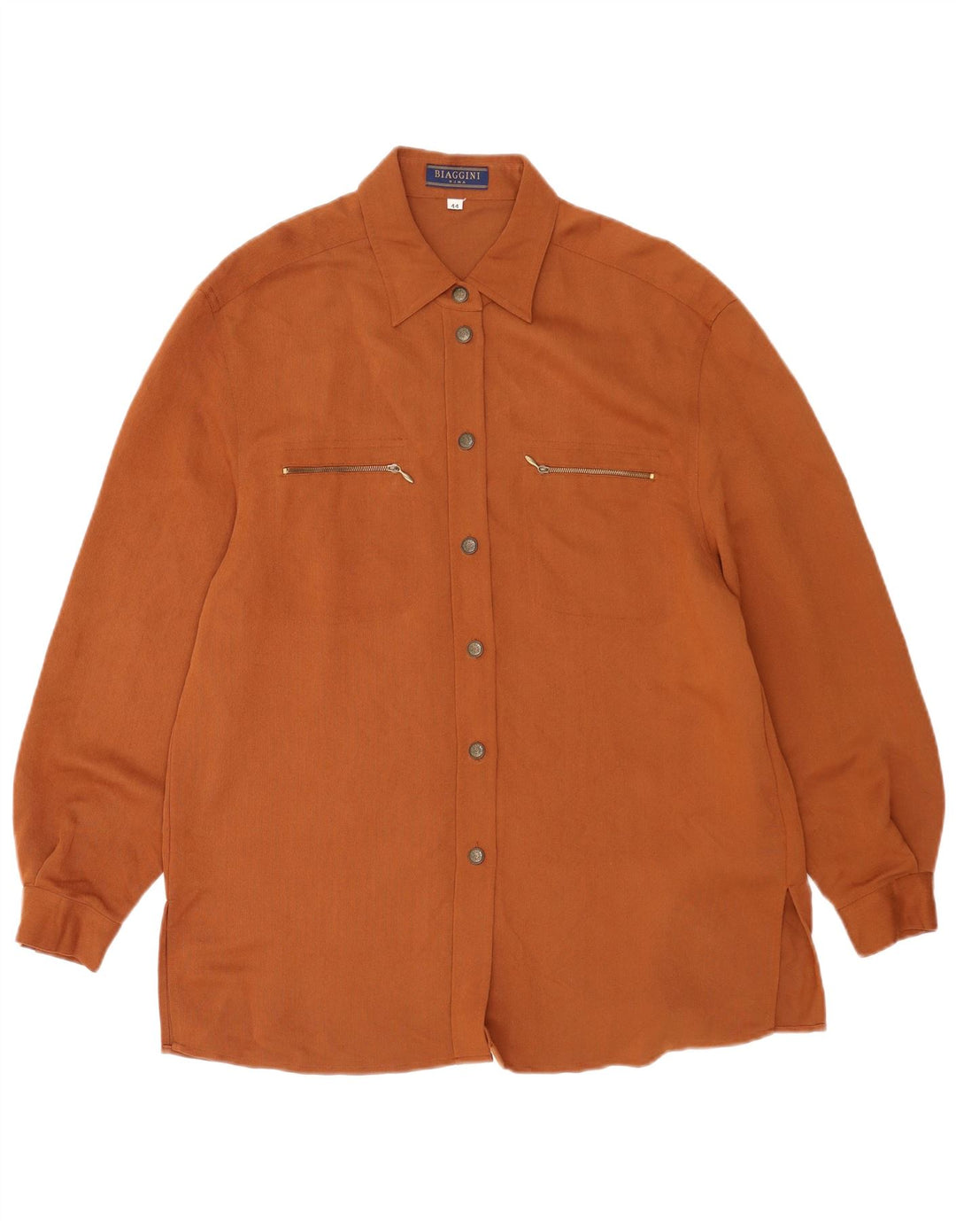 Biaggini Camisa Sobrecamisa Mujer UK 44 Viscosa Marrón Medio