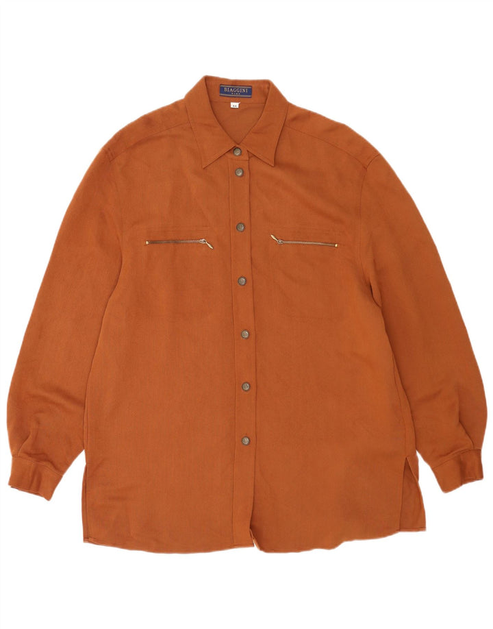 Biaggini Camisa Sobrecamisa Mujer UK 44 Viscosa Marrón Medio