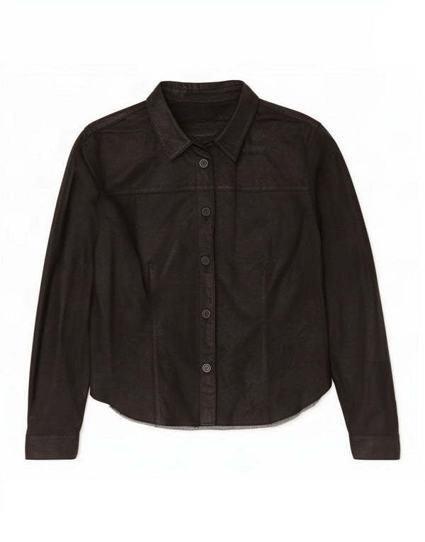 Camisa de cuero vintage para mujer IT 50 XL Negro