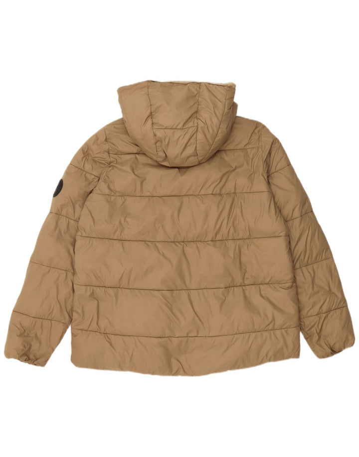Zara Mens Chaqueta Acolchada Con Capucha UK 36 Small Beige