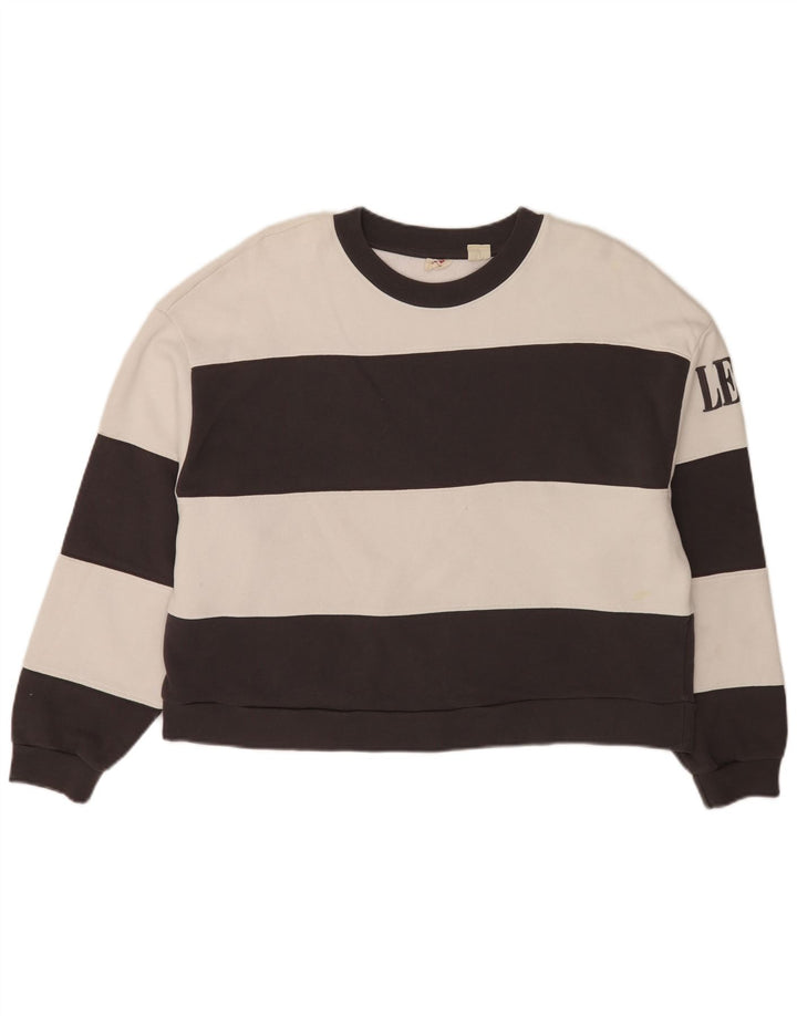 Levi's Sudadera corta extragrande para mujer, talla 40, tamaño mediano, color negro a rayas