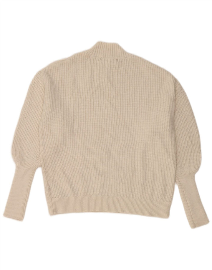Marks & Spencer Jersey con cuello alto para mujer, talla 40, talla mediana, color blanco