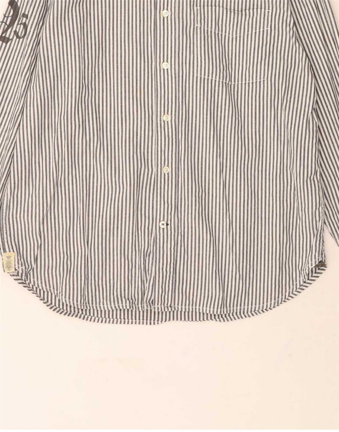 NAUTICA Mens Graphic Shirt Large Grey Striped Cotton Vintage Nautica and Second-Hand Nautica from Messina Hembry 