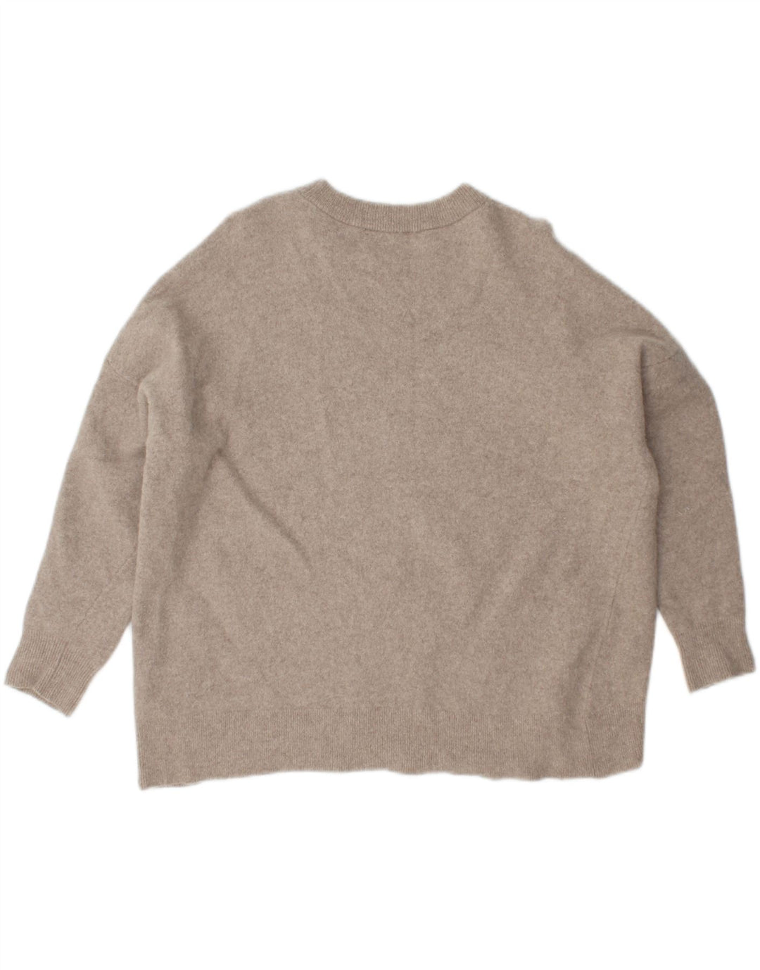 Zara Mujer Suéter De Cuello Redondo De Gran Tamaño UK 12 Lana Beige Mediana