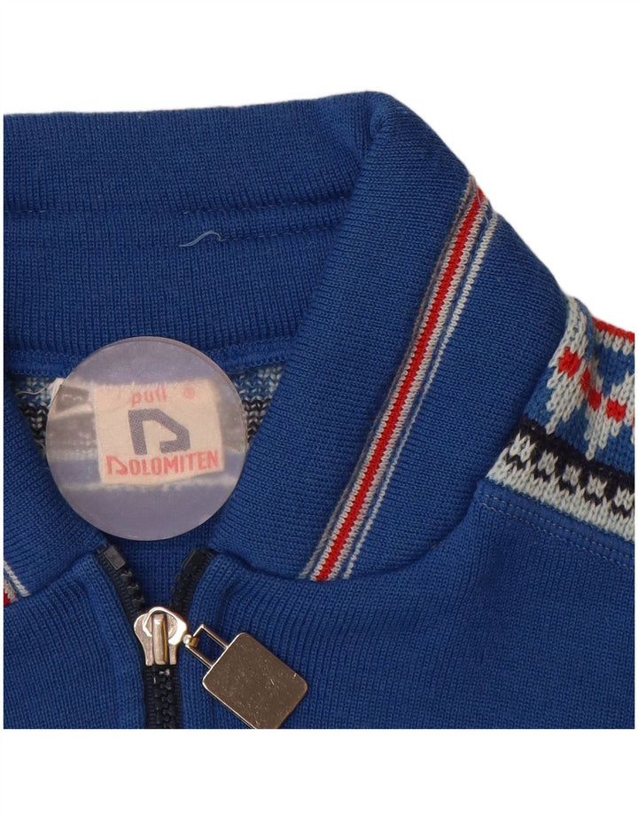 Dolomiten Cárdigan De Hombre IT 50 Lana Geométrica Azul Medio