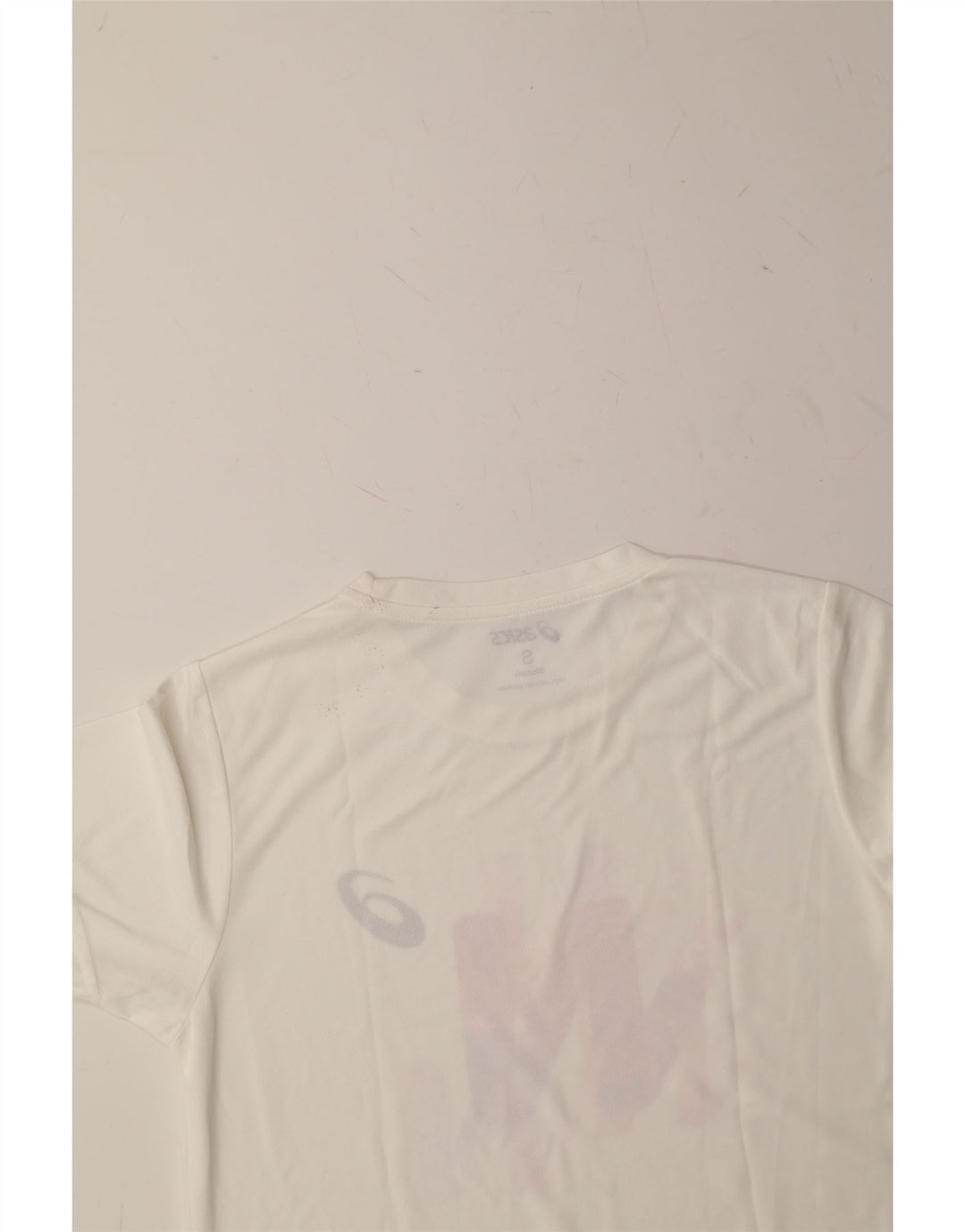 ASICS Womens Graphic T-Shirt Top UK 10 Small White Polyester Vintage Asics and Second-Hand Asics from Messina Hembry 