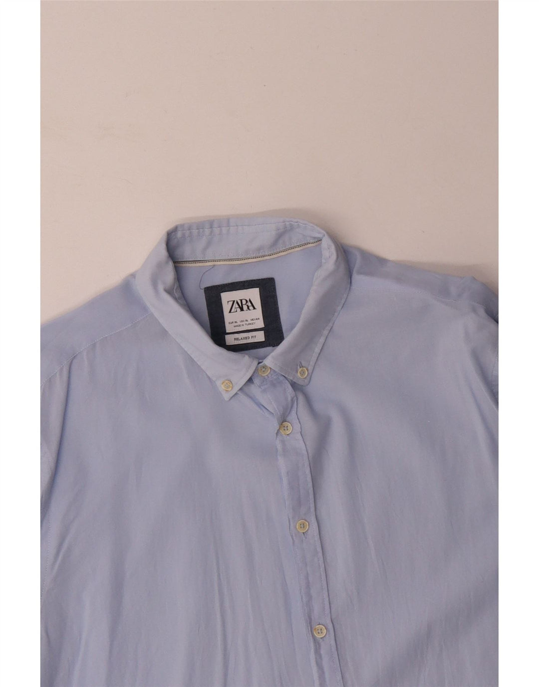 ZARA Hombre Camisa Relaxed Fit XL Azul