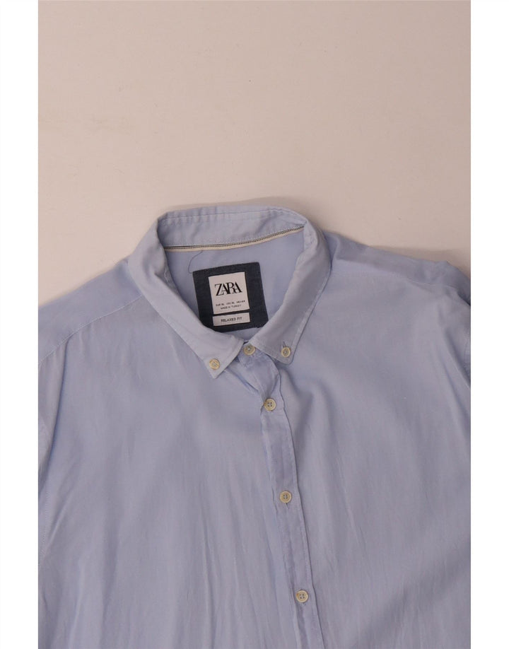 ZARA Hombre Camisa Relaxed Fit XL Azul
