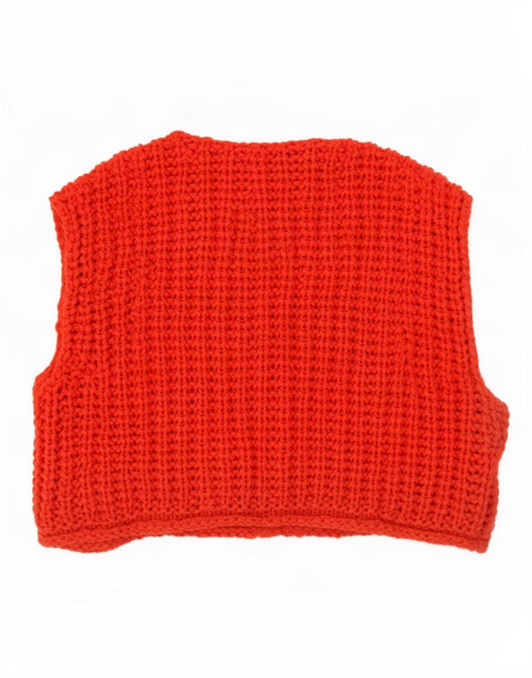 Zara Mujer Suéter Cárdigan Extragrande Sin Mangas Reino Unido 10 Pequeño Acrílico Rojo