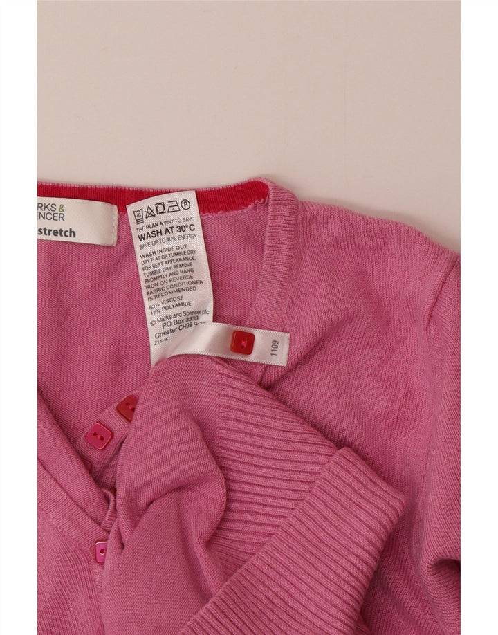 Marks & Spencer Suéter tipo jersey con cuello y botones para mujer UK 8 Small Viscosa rosa