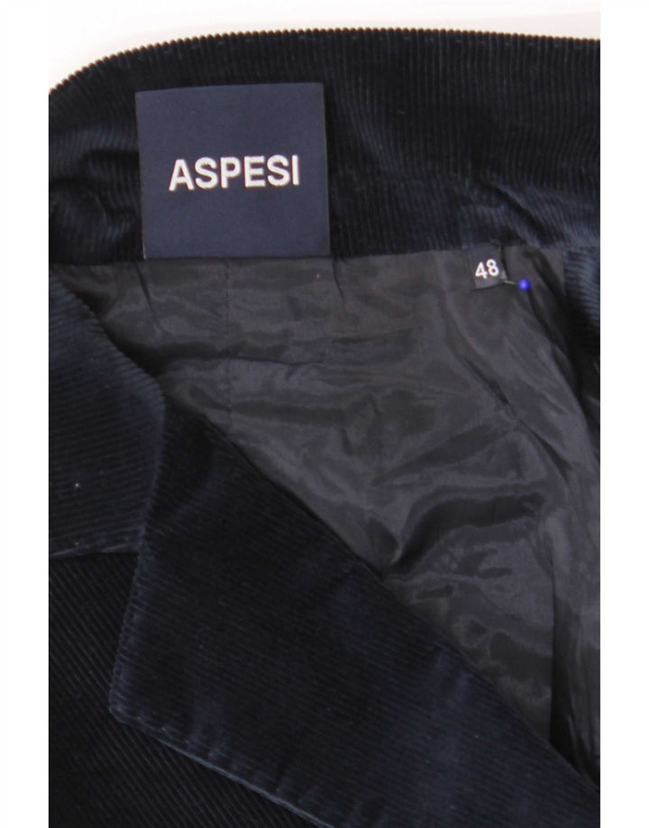 Aspesi Chaqueta Blazer de Pana con 2 Botones para Mujer IT 48 XL Algodón Azul Marino