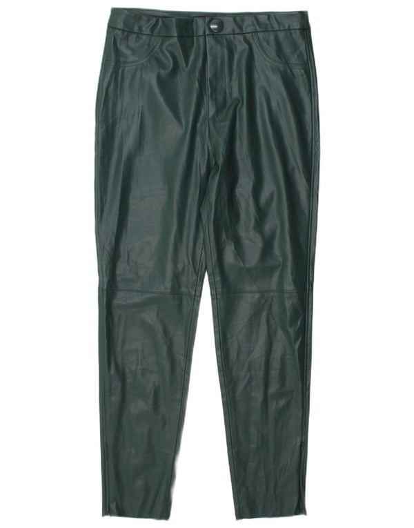 Zara Mujer Pantalones Ajustados De Piel Sintética De Cintura Alta Grande W30 L28 Verde