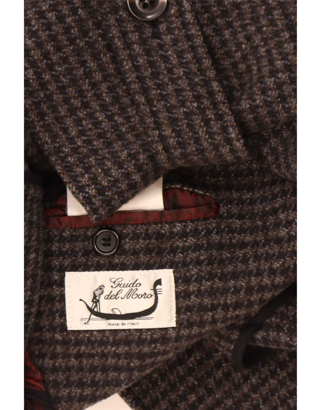 Vintage hombre guisante abrigo IT 54 XL lana de pata de gallo gris
