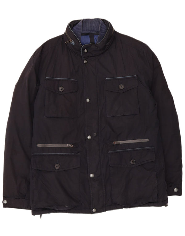 Massimo Dutti Abrigo cortavientos con capucha para hombre UK 40 Large Azul marino