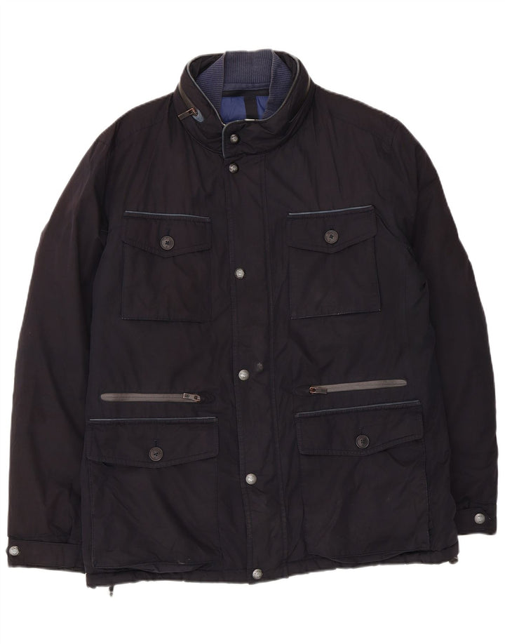 Massimo Dutti Abrigo cortavientos con capucha para hombre UK 40 Large Azul marino