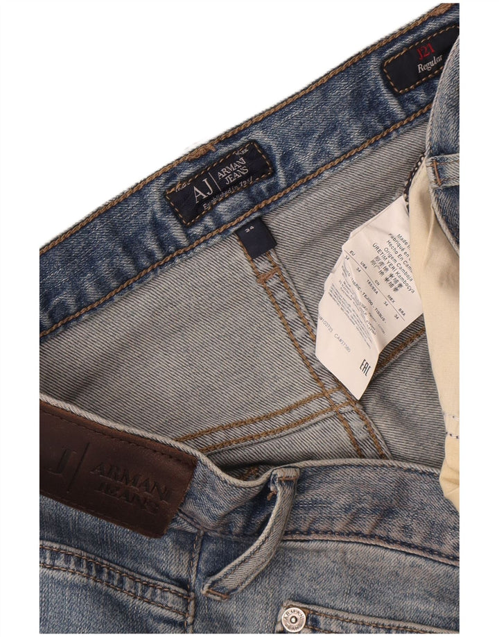 Armani Hombre Vaqueros Rectos Regulares W34 L33 Algodón Azul