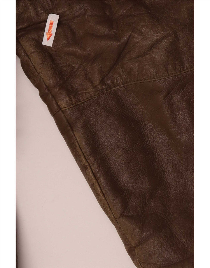 Vintage hombres clásico ajuste chaqueta de cuero Reino Unido 40 marrón grande