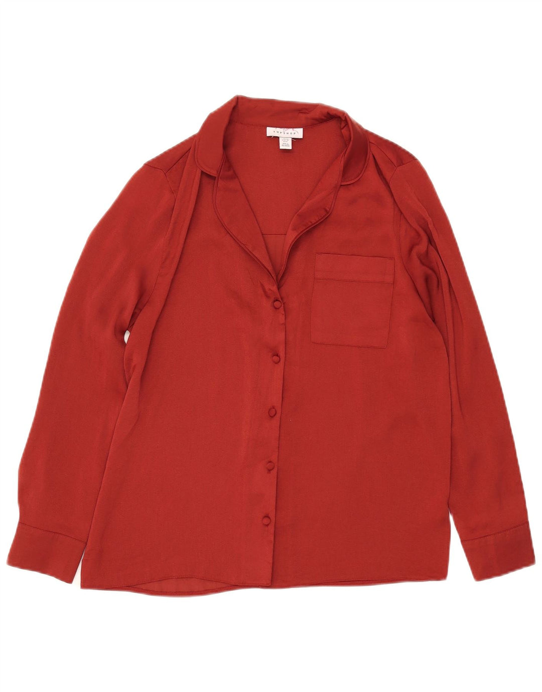 Topshop Blusa tipo camisa para mujer UK 10 Small Poliéster rojo