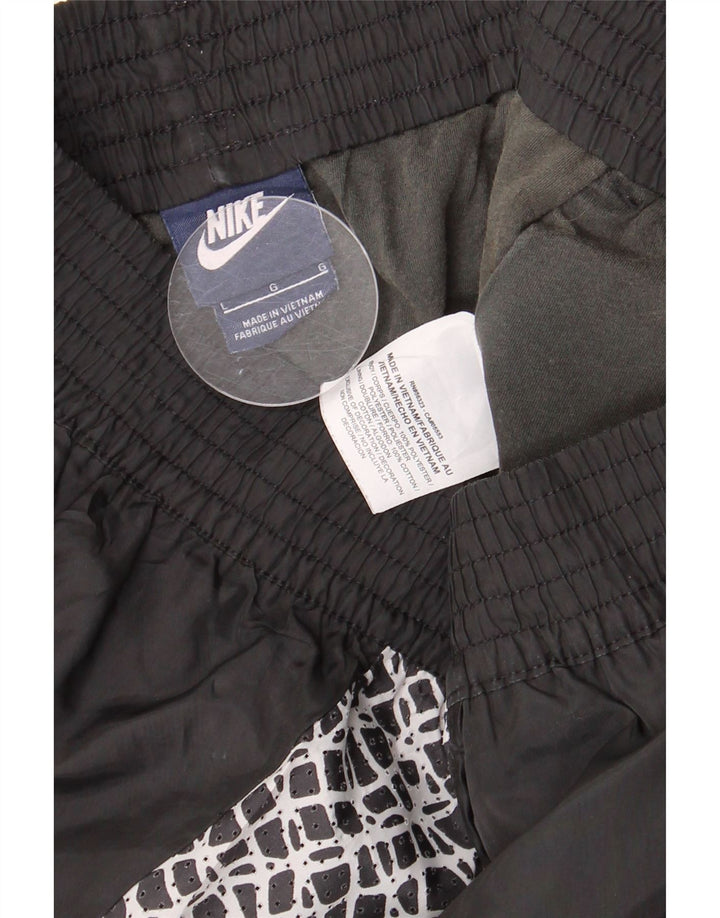 NIKE Pantalones cortos deportivos para mujer UK 44 Grande Negro Geométrico Poliéster